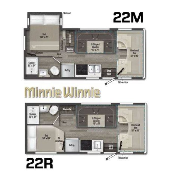 How big is a Winnebago Minnie Winnie bedroom?