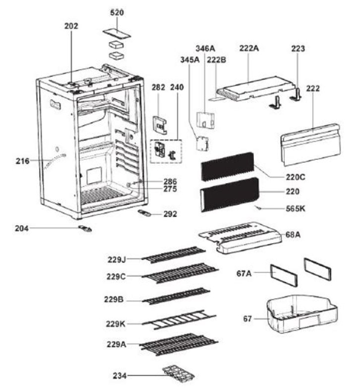 What are the parts for the rm8551 refrigerator?
