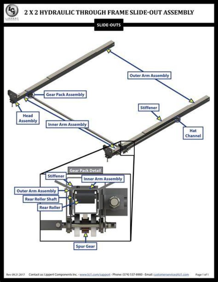 What is a hydraulic through frame slideout system?